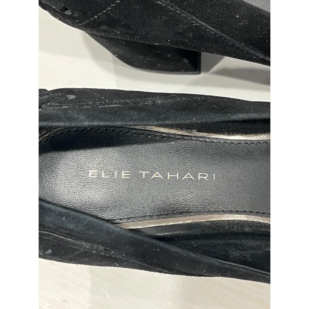 Elie Tahari Suede Block Heel Pumps‎ Comfortable Slip On Shoes Black 38.5 - Picture 8 of 8